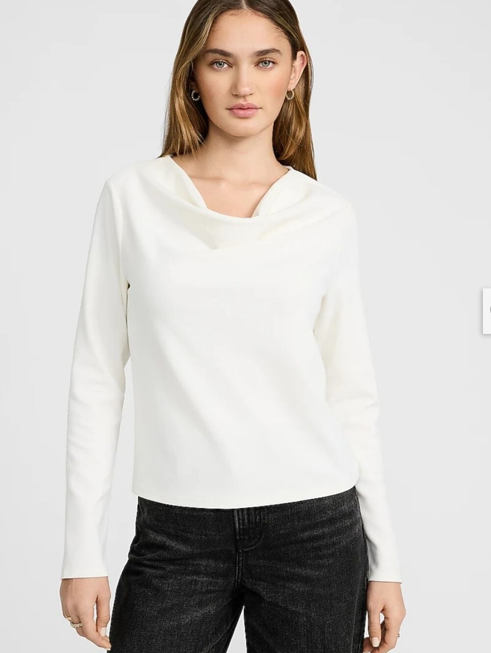 Nwot Express Draped Cowl Neck Long Sleeve Top in Studio Stretch Crepe S